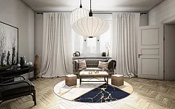 Rund Teppich - Canelli (beige/weiß/blau)