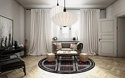 Rund Teppich - Milos (schwarz/rot)