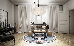 Rund Teppich - Mazzarino (blau/bunt)