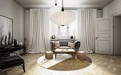 Rund Teppich - Granada (braun/weiß/gold)