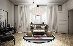 Rund Teppich - Develi (schwarz/weiß)