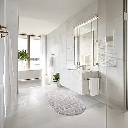 Tapis de salle de bain ovale - Bevin (gris clair)