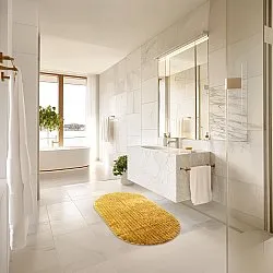 Tapis de salle de bain ovale - Evena (jaune)