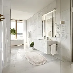 Ovaler badezimmerteppich - Nila (cremefarben)