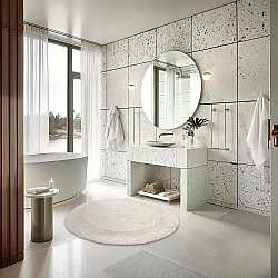 Runder badezimmerteppich - Nila (cremefarben)