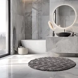 Tapis de salle de bain rond - Tressa (gris foncé)