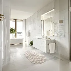 Ovaler badezimmerteppich - Tressa (cremefarben)