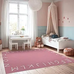 Tapis enfant - Bordure alphabétique (rose)