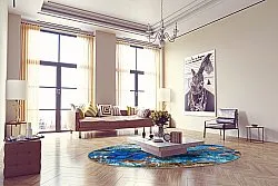 Rund Teppich - Rillo (blau)