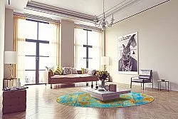 Rund Teppich - Molina (blau)