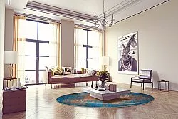 Rund Teppich - Tierzo (blau)