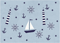 Barneteppe - Sailing Ship (blå)