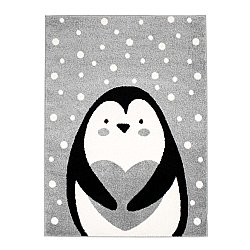 Teppiche für das Kinderzimmer Kinderteppich für junge Mädchen mit Tier Bubble Penguin grau Pinguin