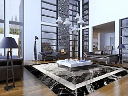 Wilton-Teppich - Castello (schwarz/weiß)