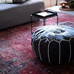 Pouf - Cuir marocain (noir/blanc)