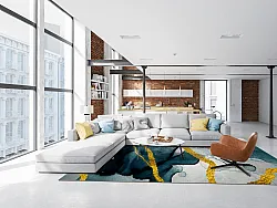 Wilton-Teppich - Alvaro (blau/weiß/gold)