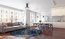 Tapis rond - Taknis (bleu)