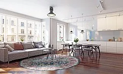 Rund Teppich - Bouhjar (blau/rosa/multi)