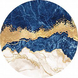 Rund Teppich - Padova (blau/weiß/gold)