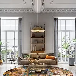 Rund Teppich - Trepito (braun/blau/multi)