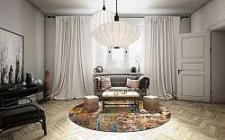 Rund Teppich - Trepito (braun/blau/multi)