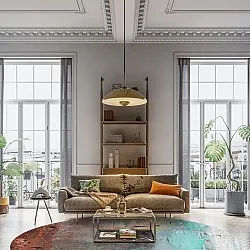 Rund Teppich - Andali (grau/rot/multi)