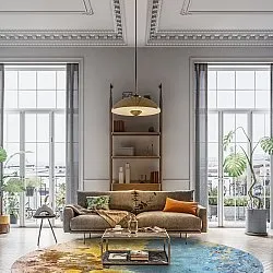 Rund Teppich - Manlieu (blau/multi/gold)