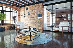 Rund Teppich - Manlieu (blau/multi/gold)