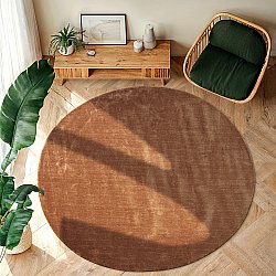 Rund Teppich - Recycled PET with viscose look (braun)