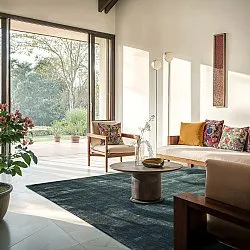 Recycled PET with viscose look (stahlblau)