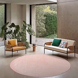 Rund Teppich - Recycled PET with viscose look (rosa)