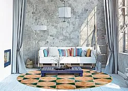 Rund Teppich - Calvi (beige/grün)