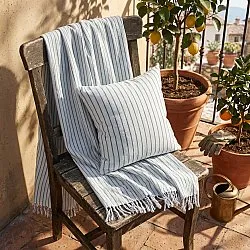 Couvertures - Rumi stripe cotton throw (bleu clair/marine/crème)