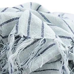 Couvertures - Rumi stripe cotton throw (bleu clair/marine/crème)