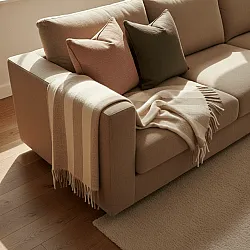 Decken - Wolldecke im Mischgewebe - Beatriz Stripe (beige/weiß)