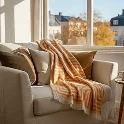 Plaids - Plaid en mélange de laine - Melody (beige/orange)