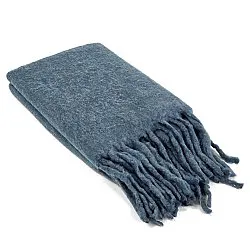 Plaid en mélange de laine - Samantha (bleu)