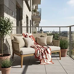 Couvertures - Couverture jacquard Katalia (bordeaux)