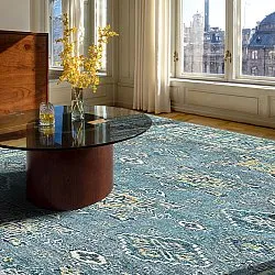 Flachgewebter Teppich - Benaluna (blau/grün)