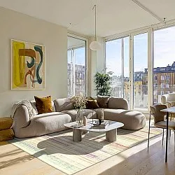 Tapis tissé à plat - Delara (beige/multicolore)