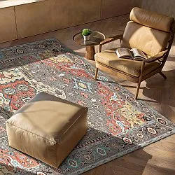 Flachgewebter Teppich - Kordava (grau/rot)