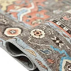 Flachgewebter Teppich - Kordava (grau/rot)