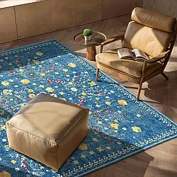 Flachgewebter Teppich - Nabilar (blau)