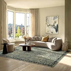 Tapis tissé à plat - Yasirah (bleu/vert)