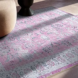 Tapis tissé à plat - Adeleine (rose)