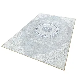 Tapis tissé à plat - Sandrigo (gris/blanc)