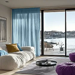 Vorhänge - Spitzenvorhang Hilma (blau)