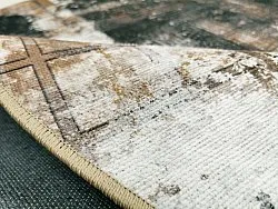 Rund Teppich - Flores (schwarz/braun/weiß)