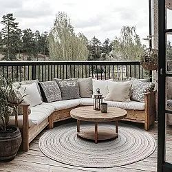 Rund Teppich - Brussels Weave (grau)