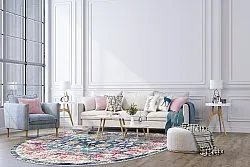 Rund Teppich - Bouhjar (blau/rosa/multi)